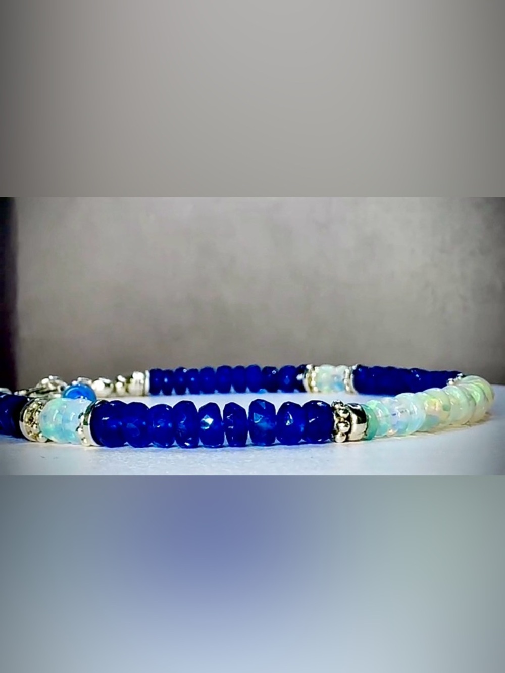 🌟 ONE-Of-A-KIND Rare🌟AAAA+ Royal Blue Sapphire ✧ Welo Opal ✧ Sterling Silver - Picture 5 of 10